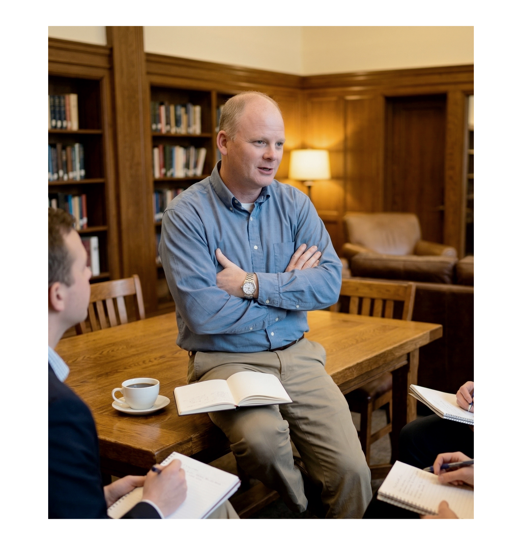 Leading a discussion with a small group